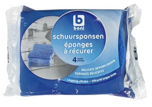 EPONGE A RECURER BLEUE 4PC/pqt BONI