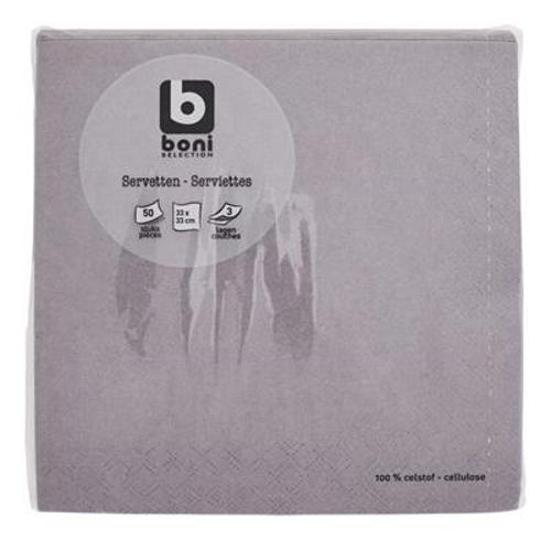 SERVIETTE GRIS 33x33cm 50up BONI