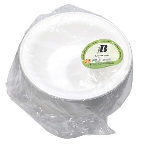 BOL SALADE BAGASSE BLANC 950ML pqt50 Ø21